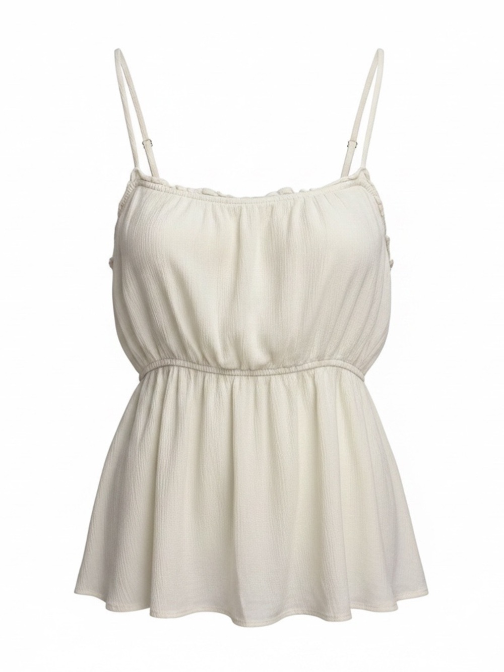 Forever 21 Women's Cream Spaghetti Strap Peplum Top